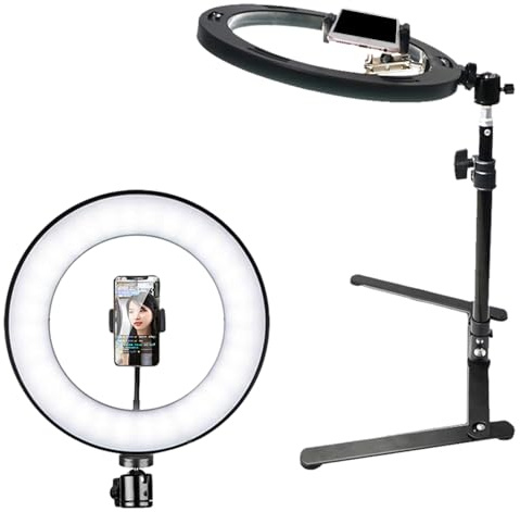 Selfie Phone Tripod - Overhead Adjustable Mount With LED Light, Photo Video Accessory For Vlogging Cooking Live Streaming Tutorials
