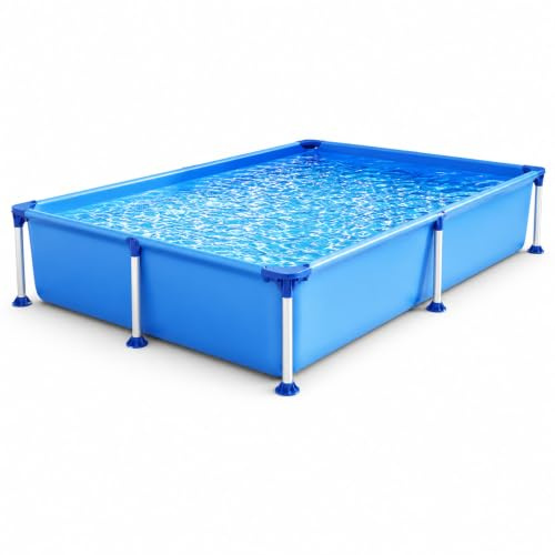 Piscina Familiar con Estructura para Jardín, Desmontable Rectangular | Piscina Exterior Estable de Fácil Montaje para Niños y Adultos Verano(188*127*42cm)