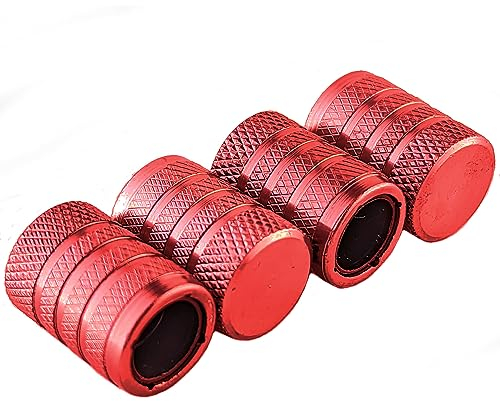 4 x Red Barrel Dust Caps | Universal Fit for Car, Bike & Motorbike Valves | Durable, Weather-Resistant Design for Secure Protection Against Dust, Dirt & Moisture | Easy to Install & Long-Lasting