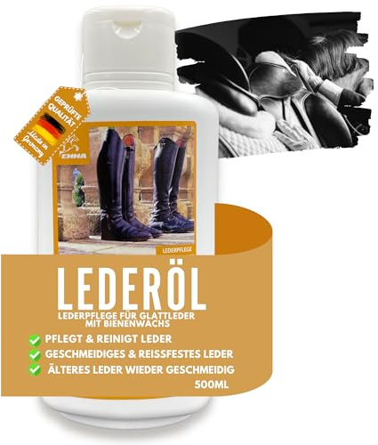 EMMA Lederpflege mit Bienenwachs Lederöl farblos 500ml für Ledercouch Sofa Couch Sattel Jacke Schuhe I Lederfett farblos - Lederpflegemittel Lederpflege Auto Leder Balsam für Leder Reinigung & Pflege