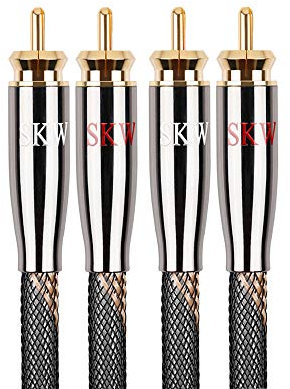 SKW Audiophiles Audio Câble RCA, Cuivre de haute pureté 2RCA Mâle vers 2RCA Mâle Câble pour CD,décodeur,DSP, amplificateur - 2M