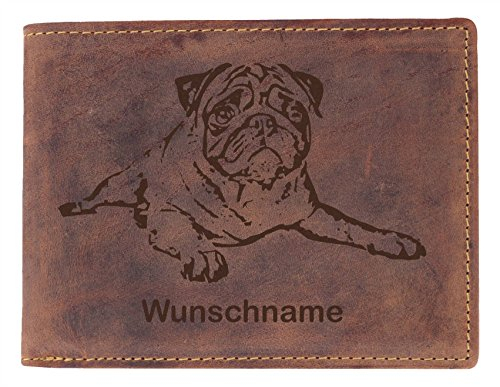 Greenburry Leder Geldbörse Braun mit Mops Motiv