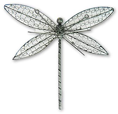 Thai Gifts Metal Wall Art Dragonfly in Silver Wire - Wingspan 30cm