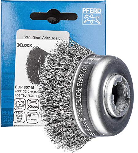 PFERD Topfbürste, ø 60mm, ungezopft, 0,30mm Stahldraht, X-LOCK-Aufnahme, 43468922 – für schnelle und komfortable Werkzeugwechsel