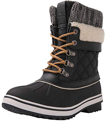 GLOBALWIN Damen Wasserdicht Winterstiefel Schneestiefel für Frauen, 1910, Schwarz, 40 EU