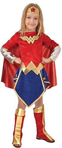 Ciao-Wonder Woman costume bambina originale DC Comics (Taglia 8-10 anni), Colore Rosso/Blu, 11677.8-10