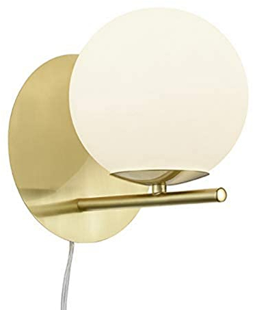 Trio Leuchten Pure 202000108 Applique murale en métal laiton mat et verre blanc