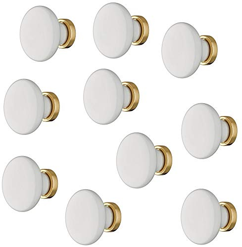 Gedotec Bouton de tiroir en porcelaine Blanc Poignée de meuble antique vintage pour portes de placard – CIVA – Diamètre du bouton 25 mm | Bouton de porte rond | 1 pièce