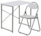 Harbour Housewares Industrial Office Desk & Chair Set - 80cm - White/White - PC Computer Workstation Contemporary Laptop Durable Tubular Steel Compact Wooden Desk and Folding Chair for Study, Offices