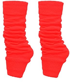 GA COMMUNICATIONS LADIES & GIRLS ANKLE LEG WARMERS FLUORESCENT NEON STRETCH FIT COMFORT TUTU FANCY DRESS ACCESSORY [Red]