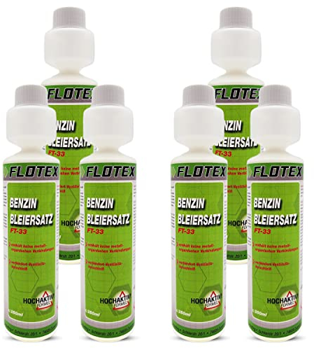 Flotex Benzin Bleiersatz, 6 x 250ml Additiv für ältere Benzinmotoren gegen Leistungsabfall und Motorschäden