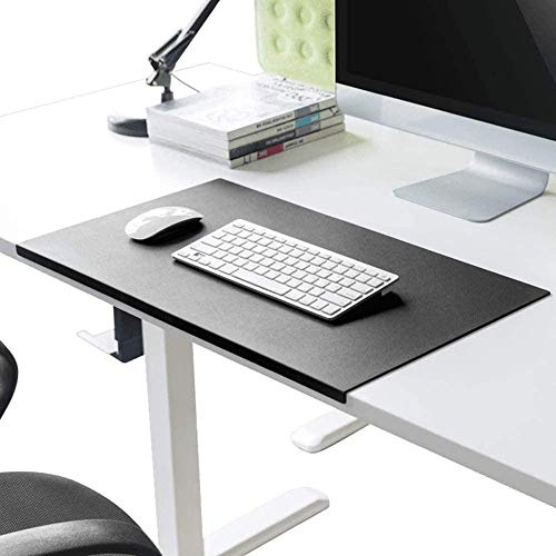 Schreibtischunterlage mit Kantenschutz gewinkelt / 90° abgewinkelt Rutschfeste Weichem Leder Schreibunterlage Mausunterlage für Büro Hause Office Laptop PC Pad, 100 x 50 cm, Schwarz