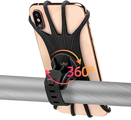 ROCKBROS Fahrrad Handyhalterung 360 Grad Drehbar für 4.0-6.8 Zoll Smartphone aus Silikon Motorrad Handyhalter Ebikes Halterung für Lenker Universal
