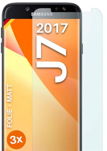 moex FlexProtect matte Schutzfolie für Samsung Galaxy J7 (2017) Displayschutz Folie matt gegen Reflexionen, Anti Reflex Handyfolie mit Sonnenschutz, Kompatibel mit jeder Handyhülle, 3 Stück