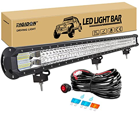 RIGIDON 45 Zoll 115cm 612W Wasserdichte Led lichtleiste kfz mit 12v kabelbaum kit, Offroad beleuchtung bar für Auto SUV UTV ATV, LKW 4x4, Fahrzeuge, 6000K Weiß led nebelscheinwerfer, Led arbeitslicht
