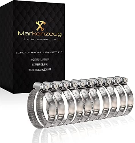 MARKENZEUG Premium Schlauchschellen Set I Edelstahl-Schlauchschellen I Rohrschellen I Schraubschellen rostfrei I Für Waschmaschine & Pool oder Auto I 8-16mm Durchmesser I 10er Set