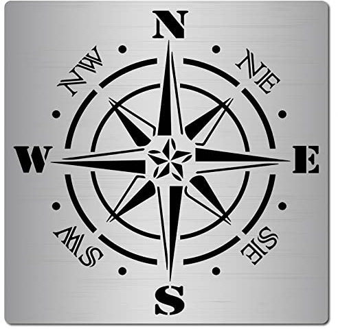 GORGECRAFT 6.3 Inch Metal Compass Rose Stencil Stainless Steel Painting Reusable Template Journal Tool for Painting, Wood Burning, Pyrography and Engraving Crafts
