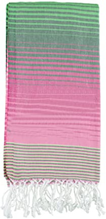 your castle Pestemal Hamamtuch XXL Sauna -Tuch Badetuch Strand-Decke Fitness Yoga Spa 100% Baumwolle groß Rainbow, 100x180 cm, pink/grün