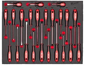 Milwaukee 23-Piece Screwdriver with Foam Insert for Workshop Trolley, Hex Shank, Magnetic Tip, Anti-roll Design