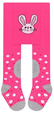 L&K-II 1er Pack Krabbelstrumpfhose Baby Mädchen Jungen Strumpfhose mit ABS Sohle Anti Rutsch Noppen Punkte Tier Herz Motiv 2769D 80-86