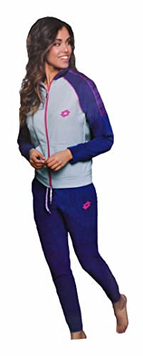 Lotto Tuta Donna in Pile con Zip Intera - Invernale, Felpata, Completa per Casa (6043 Denim, XL)