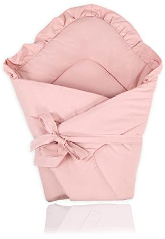 PIMKO Babyhörnchen mit rüschen Einschlagdecke Schlafsack Wickeltuch für Neugeborene und Kleinkinder Kuschelweich Praktisch Wickeldecke Umschlagdecke 100% Baumwolle (Rosa)