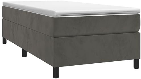vidaXL Bettgestell, Polsterbett Bett für Schlafzimmer, Bettrahmen mit Lattenrost Stützbeinen, Schlafzimmerbett Einzelbett, Dunkelgrau 100x200cm Samt