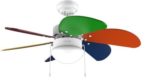 Cecotec Ventilatore da Soffitto con Luce EnergySilence Aero 360 ColorFull. 50 W, diametro 92 cm, 3 velocità, 6 lame reversibili, modalità inverno-estate, utilizzo semplice, interruttore a catena
