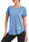 Deaviya Sport T-Shirt Damen, Kurzarmshirt Frauen, Workout Tops Rundhalsausschnitt Athletisch Lässig Laufen Yoga Fitness T-Shirts Locker Seite Split Tee