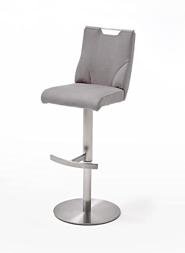 Robas Lund Barhocker Eisgrau Leder drehbar 360°, Barstuhl höhenverstellbar, Giulia C