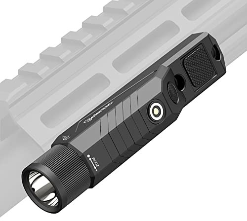 DEFENTAC La linterna táctica con zoom de 1750 lm es compatible con riel MLok/Picatinny para rifle, luz de arma con momentáneo y estroboscópico, recargable magnética