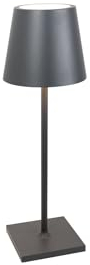 Zafferano, Poldina L Schreibtischlampe, Tragbare und Wiederaufladbare Tischlampe mit Touch Control, Geeignet für Wohnzimmer und Außenbereich, Dimmer, 2200-3000 K, Höhe 49,7 cm, Farbe Dunkelgrau