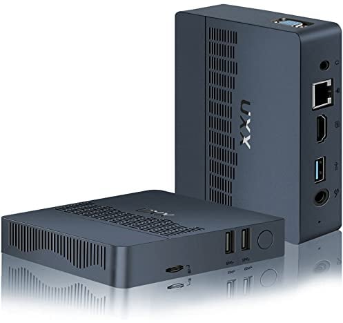 Mini PC Unterstützung 512GB M.2 SSD Erweiterung, N3350 Micro Desktop Computer 64GB eMMC, Gaming PC 4K UHD Dual Display, BT, 2.4/5G WiFi, USB 3.0, HD für Büro/Home (blau)
