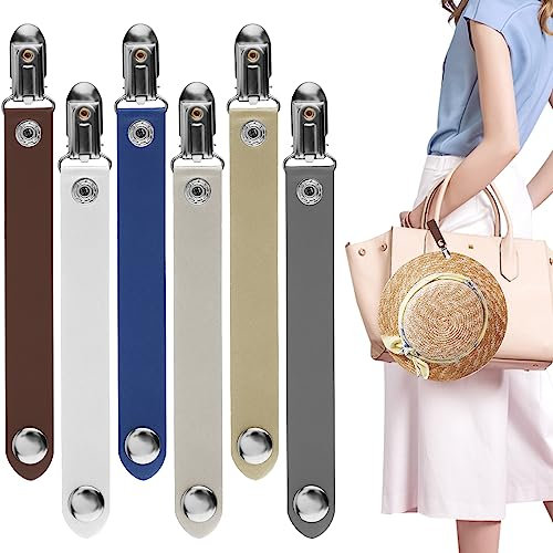 SAVITA 6stk Hutclips, Huthalter-Clip aus Legierung mit Lederband für Reisetasche Outdoor-Sonnenhut-Begleiter Kappenclips für Erwachsene zum Ausgehen (6 Farben)