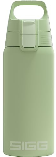 SIGG - Isolierte Trinkflasche - Thermosflasche Shield Therm One Eco Green - kohlensäurehaltige Getränke - Auslaufsicher - Spülmaschinenfest - BPA-frei - 90% recycelter Edelstahl - Hellgrün - 0,5L