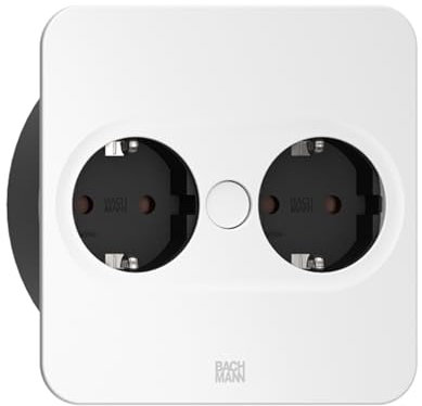 BACHMANN Einbausteckdose TWIST 2 eckig 2-fach 2m Kabel Tischsteckdose für Küche und Büro Weiß 946.201 (mit automatische Öffnung und Anti-Fingerprint Beschichtung)
