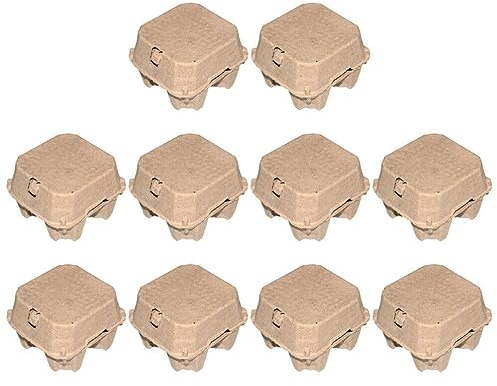 HEMOTON 10pcs Egg Cartons 4 Count Natural Pulp Empty Egg Cartons Egg Keeper Family Farm Market Travel Egg Storage Containers for Chicken Eggs