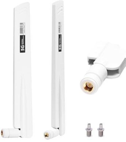 5G 4G Antenne LTE 18DBI Intérieur Omnidirectionnelle SMA / TS9 Mâle sans Fil Signal WiFi Antenne Amplificateur,600-6000MHz,pour Carte WiFi Cartes PCI WLAN Routeur sans Fil Bluetooth Multi-Way(Blanc)