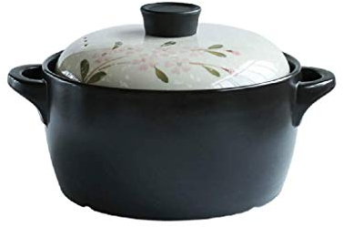 Casserole à Feuilles Vertes, Casserole à Soupe, Casserole en Faïence, Casserole en Porcelaine au Lithium, 20,5 x 33 cm
