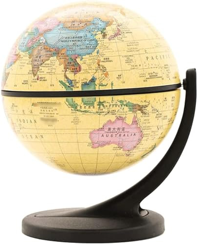 Mini-Retro-Globus, um 720° drehbarer Weltglobus, chinesischer und englischer zweisprachiger Erdglobus mit geografischem Globus mit einfacher Drehbasis