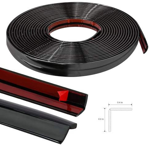 JSIWOTH 6.1 M Peel and Stick Molding Trim, Self Adhesive Inside & Outside Corner Guard & Edge Protector, Baseboard Wall Trim Molding for Wall, Corner, Window, Table, Black