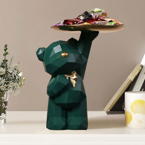 Fiorky Cute Bear Storage Tray, Resin Geometric Statue, Entryway Table Decoration