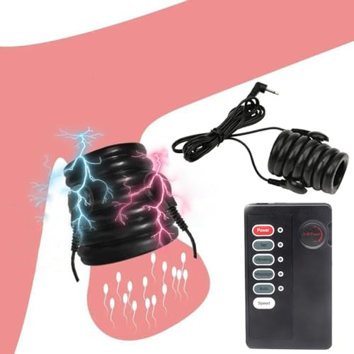 Jpscor Elektro Schock Spiel Hodensack Reizstromgeräte Weiches Hodenring Elektrostimulation Bondage Trainer mit Host und Elektroden Scrotum Ring SM E-Stim Extreme Sexspielzeug für Männer Paare