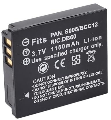 CGA S005 Akku, 1150 MAh Lithium-Ionen-Akku, Wiederaufladbarer Typ-C-Akku, Ersatz für Lumix CGA-S005 CGA-S005A 1B CGA-S005E CGA-S005GK DMW-BCC12 DE-A12 DMC-FX8