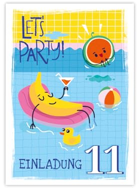 Minkocards 12 Einladungskarten zum 11. Kindergeburtstag Schwimmbad Schwimmen Jungen Mädchen Einladung elfte Geburtstag