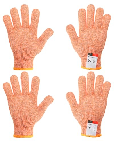 PATIKIL Cut Resistant Gloves, 2 Pair Level 5 Protection Anti Cutting Gloves Cut Proof Gloves for Kitchen Wood Carving Working, Small, Orange