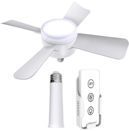 MagiDeal Lampe de ventilateur à douille de 40 cm avec ampoule télécommandée à vis en 1000, économie d'énergie, base E27 à intensité variable pour