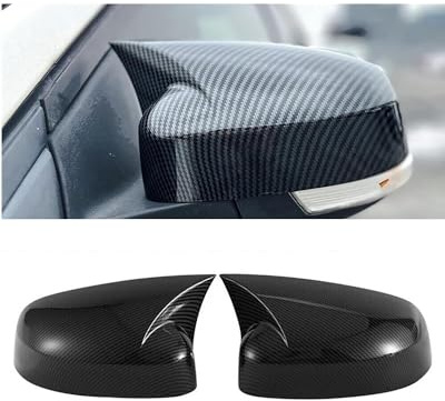 ZJSSJZ Tür Spiegelkappen Für Ford Für Focus MK3 2012-2018 Rückspiegel Seitenspiegel Abdeckung Flügelkappe Ochsenhorn Rückansicht Fall Trim Carbon Fiber Look Auto Spiegelkappen(Carbon Fiber Black)