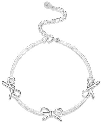 Belons Damen Armband 925 Sterling Silber Schleife Charm Armband Mädchen Armkettchen Kinder Armkette Armschmuck
