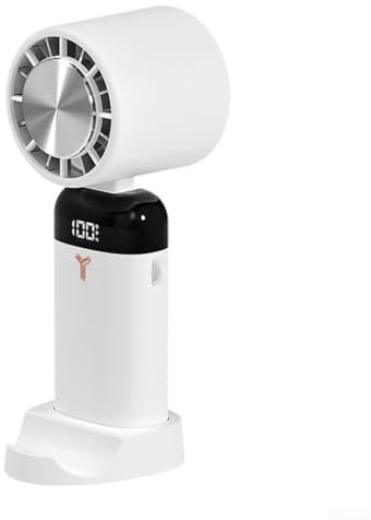 SPORTARC 1 x tragbarer Kühlventilator, Handventilator mit LED-Smart-Display, faltbarer, blattloser kleiner Ventilator für Studium, Unterhaltung, Büro (weiß)